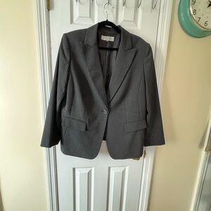 Tahari Charcoal Pinstripe Jacket
